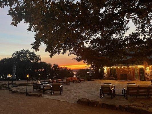 The gorgeous patio outside of the restaurant overlooking the lake