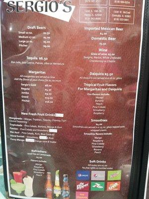 Drink menu