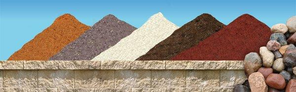 We stock 8 varieties of landscape mulch, 11 kinds of landscape rock.