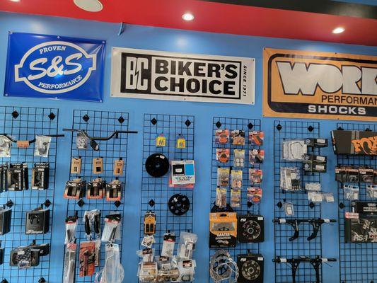 A huge selection of harley parts, brake pads rotors, crash bars, chain kits, handlebars and grips