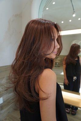 cherry brunette & butterfly layered cut