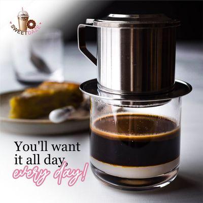 Nothing is more refreshing or more energy life-giving than this Vietnamese coffee. Sweet and creamy, with a huge kick of intense coffee