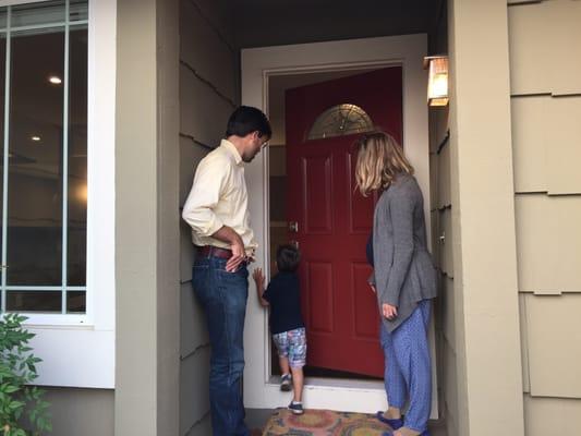 The Shaver family opening the front door for the first time to their beautiful new home in Petaluma!