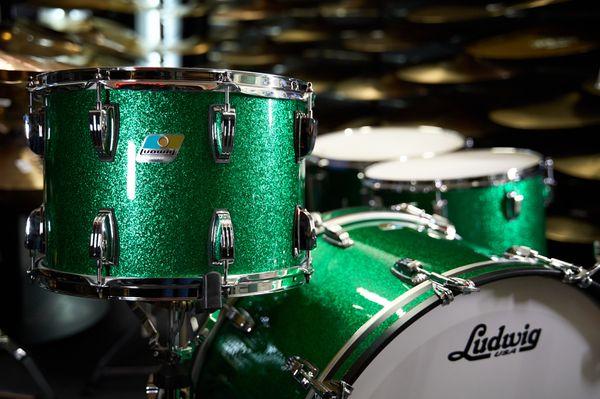 Ludwig green sparkle drum set