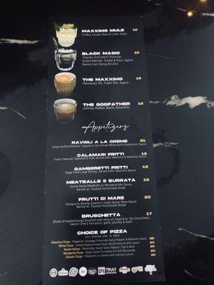 Drink menu