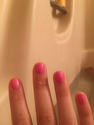 Uneven middle nail, polish already chipping