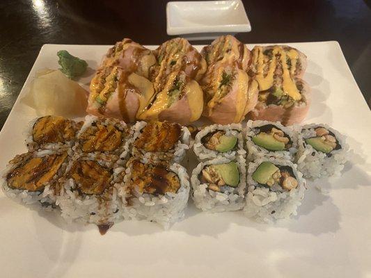 Sunset , sweet potato, peanut avocado roll