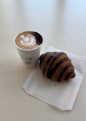 Mocha and chocolate croissant