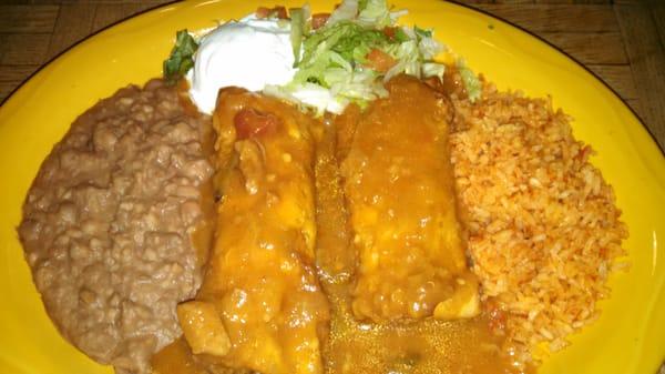 Chili Rellenos Dinner: Came with beans and rice.It was as delicious as it looks!!!