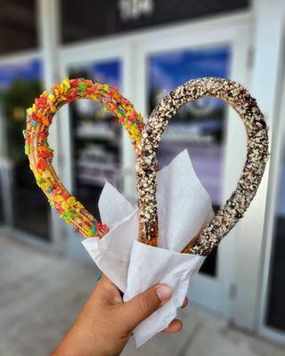 Matcha Pebbles Churro and Chocolate Almonds Churro