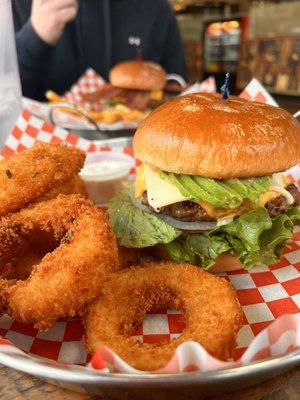 Cali burger and onion rings