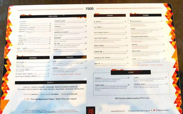 Food menu