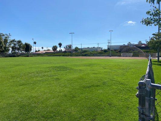 Two baseball fields