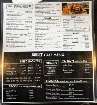 Other items that include the cafe menu that is a hold-over from the previous restaurant "The Catch ".