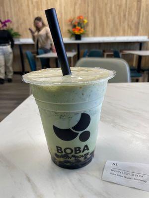 Matcha latte with boba