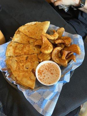 Chicken quesadilla & fries