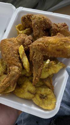 Fried Chicken Wings Fried Bananas