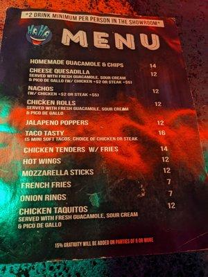 Food menu