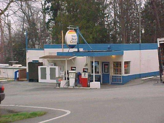 An old photo of Warm Beach Grocery. They no longer sell gas,