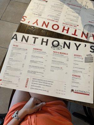 Anthonys menu