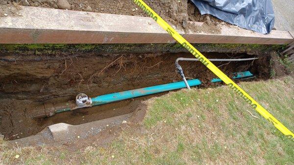 The newly installed sewer pipe.