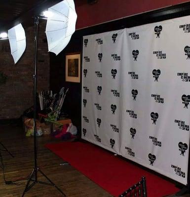 Want to walk the red carpet! We can being your very own red carpet and back drop with pictures. Instantly uploaded!