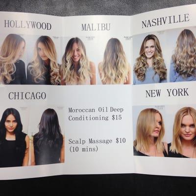 Blow bar menu! Wash, blowdry, and style for $25!