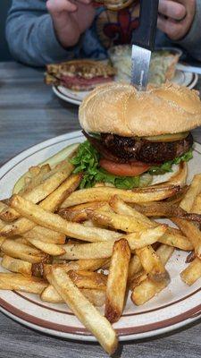 Amazing bacon cheeseburger and fresh cut fries