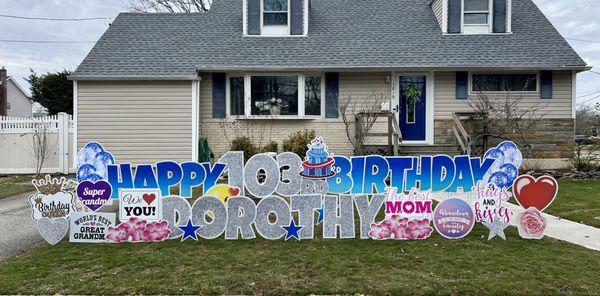 103rd birthday lawn sign!