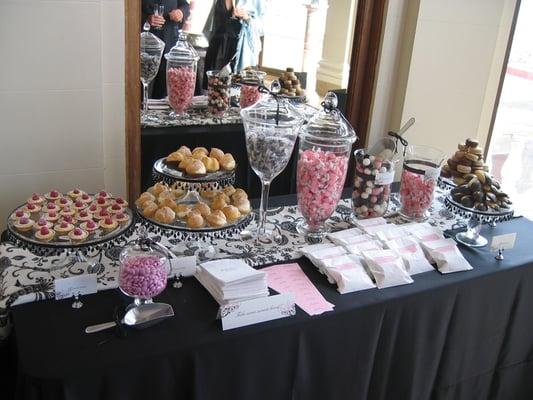 our sweets table at our wedding...tasty madeleines on the right