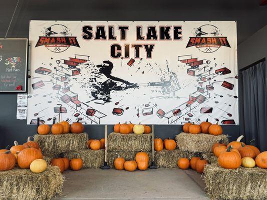 Come have some Halloween fun come Pick a pumpkin from our pumpkin patch and Smash it!