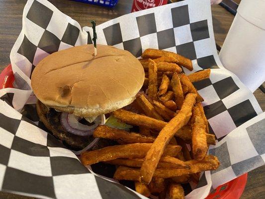 Spicy sausage burger. (A breakfast sausage patty instead of a beef patty)