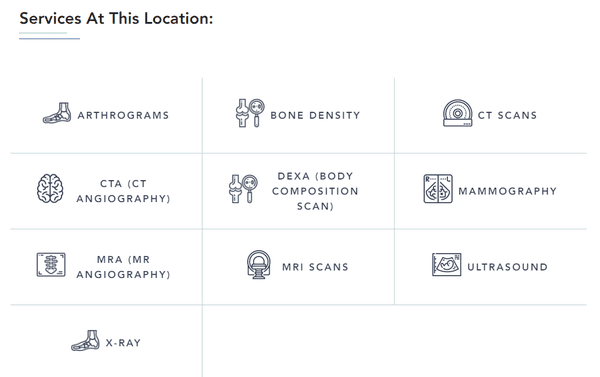 Health imaging services offered at this location.