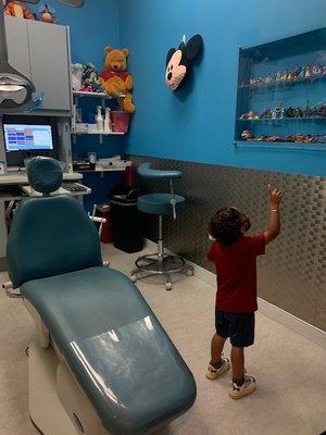 Private room at Kingstown Pediatric Dentistry - Fun toy collection and Disney murals on the walls.