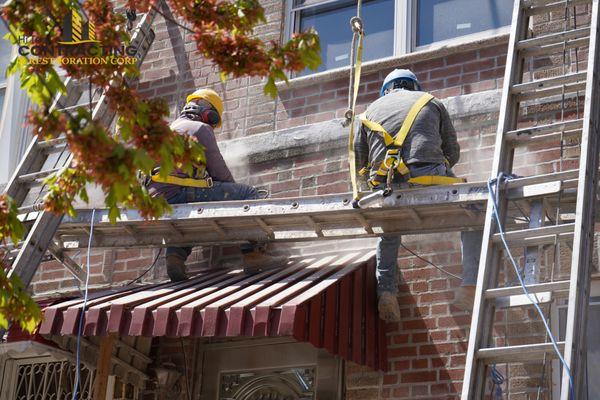 Grinding,Power wash,Brick tuck pointing and masonry clear sealer on entire brick facade of the house in Newyork city area.