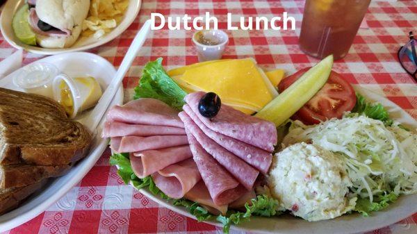 Dutch lunch with marbled rye bread.