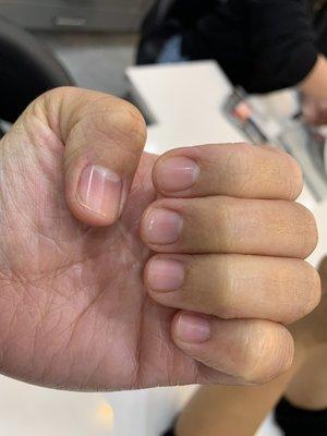 I didn't get a full manicure so my cousin ended up trimming, buff and shine! Also came with massage!