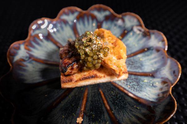 Uni foie Gras and Caviar toast