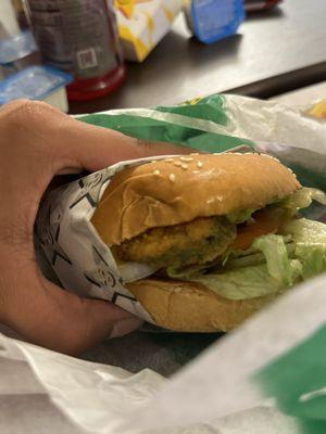 Burger with zucchini instead of meat because they discontinued the beyond burger