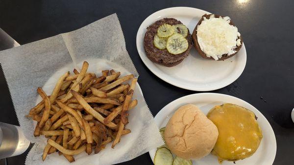 Burgers and fries.