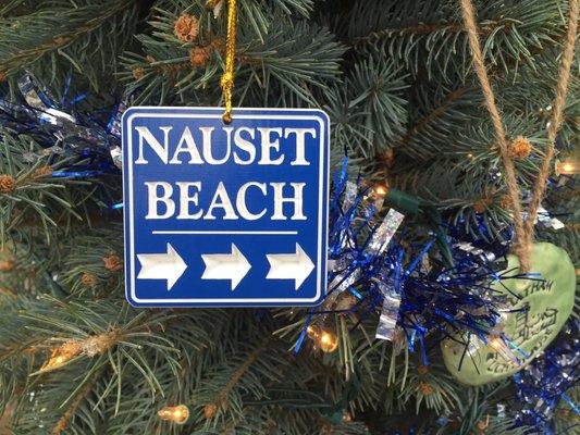 Miniature "NAUSET BEACH" sign, made as a Christmas Tree decoration.