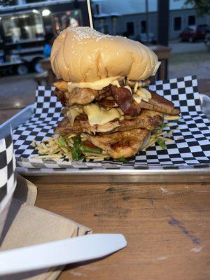 Chicken burger and fries