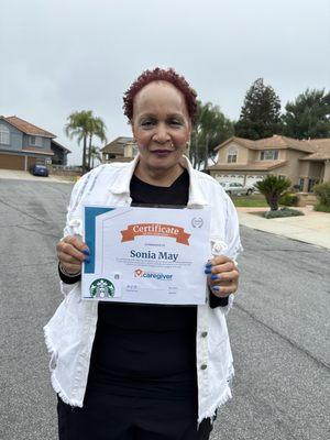 Caregiver of the month for May 2024 - Sonia May for all her hard work and dedication!!