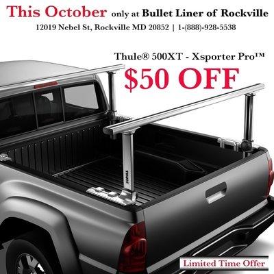 October Only Special Price on accessories and on the bedliner!