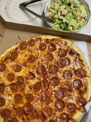 Pepperoni pizza & Caesar Salad