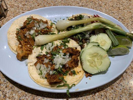 Res taco, al pastor, and chorizo