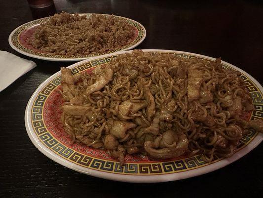 Chicken Lo Mein and Rice