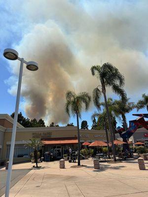 View of Torrey Pines Extension fire today