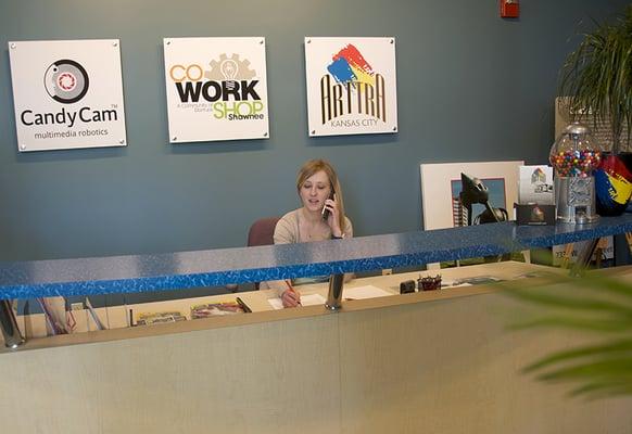 Kristin, working the lobby.