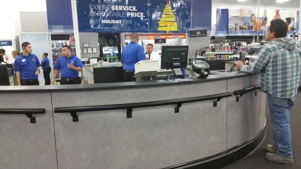 Waited in the online pickup line for 10 minutes while none of the 6 people behind the counter helped me.